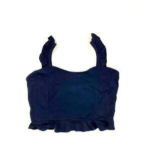 5/$25 Black Ruffle Strap Crop Top